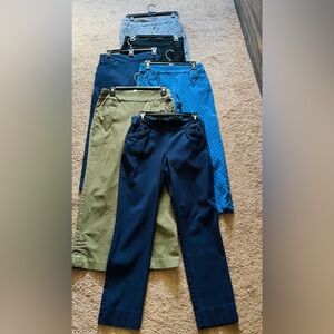 Six Pairs of Chico's Ankle & Cropped Pants - Navy, Blue, Olive, Black Collection
